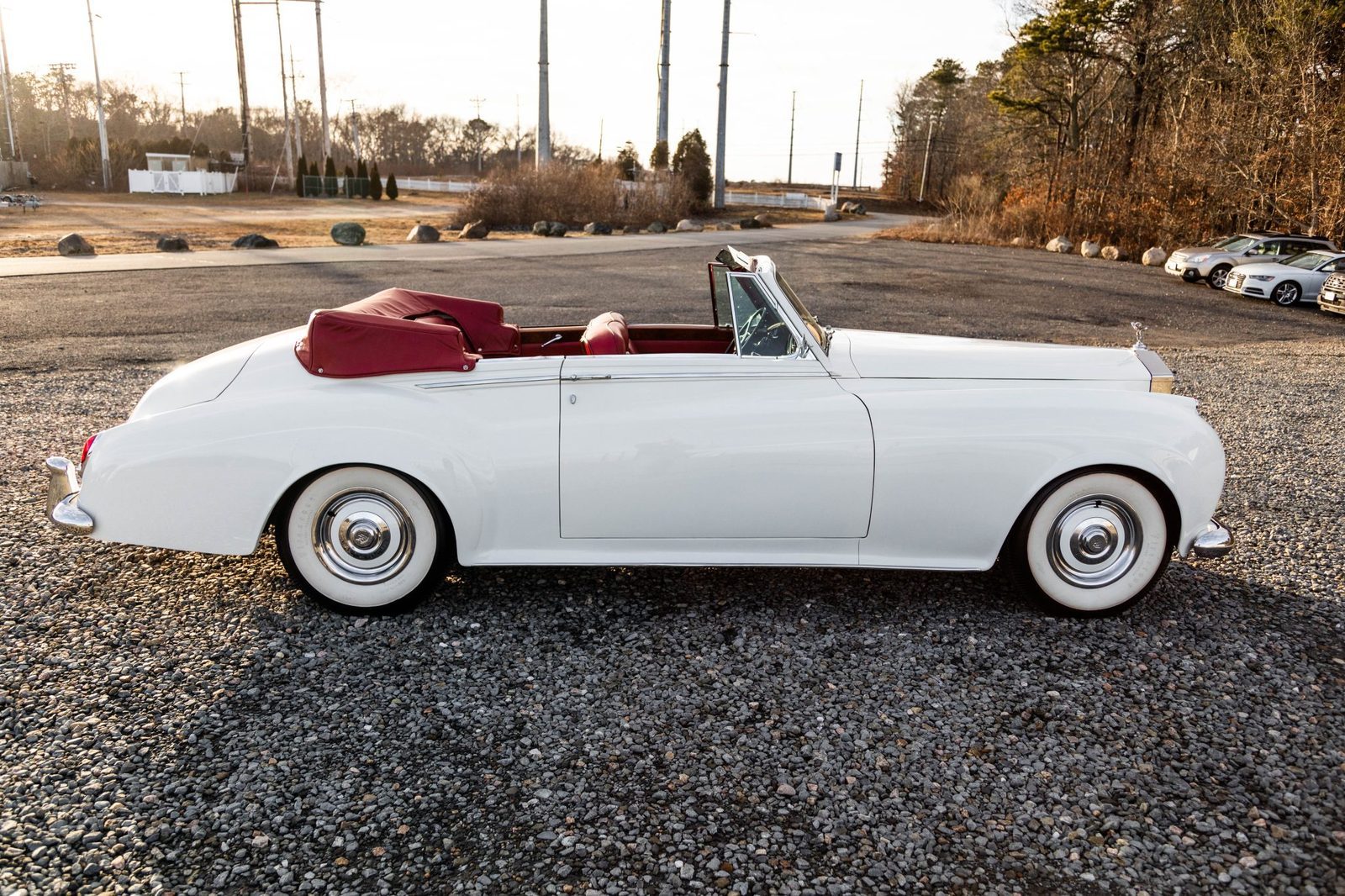 1961 Rolls-Royce Silver Cloud II Drophead Coupe side profile, top down, in white
